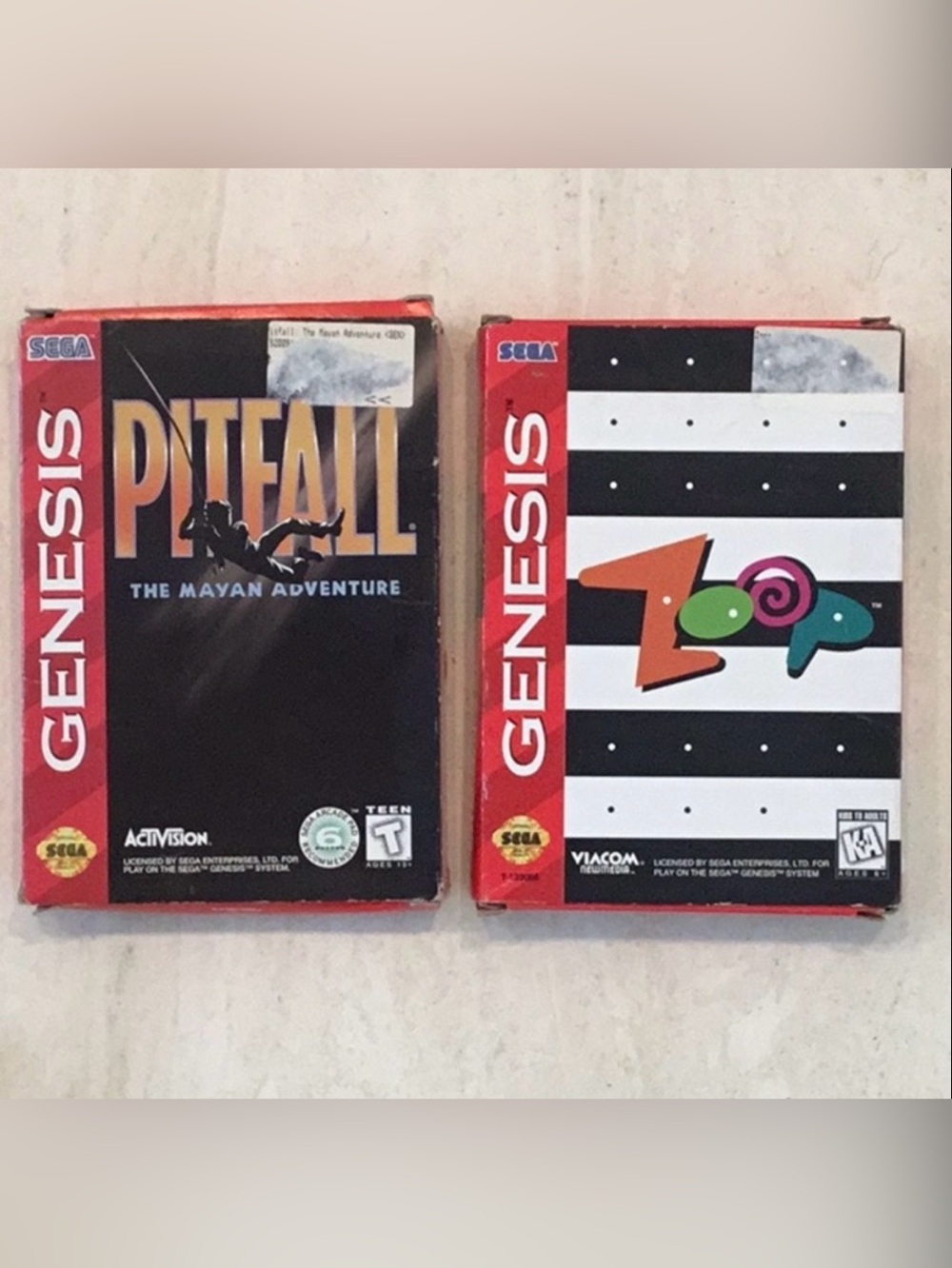 Pitfall The Mayan Adventure Sega Genesis Game & Zoop Sega Genesis Games CIB Lot